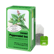 Floradix Organic Peppermint Tea box with 15 filterbags and a Salus peppermint tea bag.