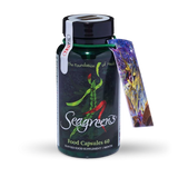 Seagreens Seaweed Food Capsules bottle with attached tag.