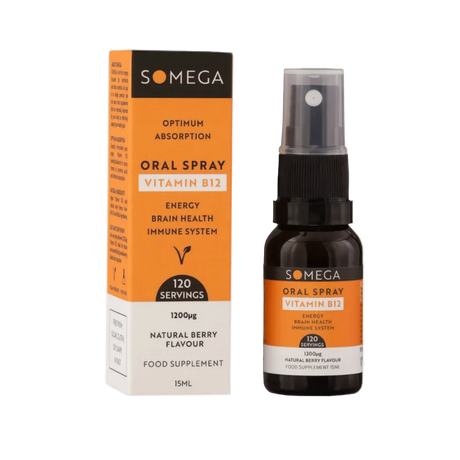 Somega Vitamin B12 oral spray for energy metabolism and nervous system support 30ml bottle.