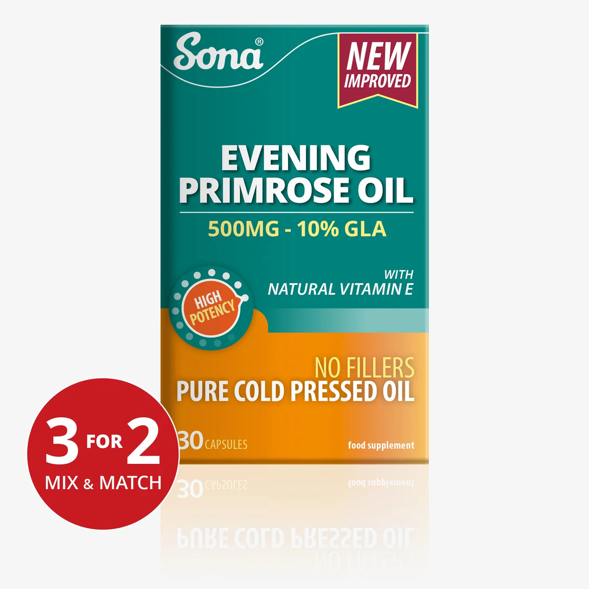 Sona Evening Primrose Oil 500mg Omega 6 with Vitamin E Capsules – 30 Capsules