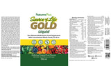 NaturesPlus Source of Life Gold Liquid 900 ml full label with nutrition information, ingredients, and directions.