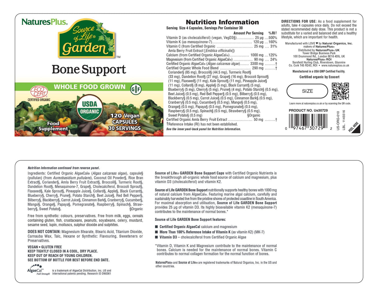 Natures Plus Garden Bone Support Organic (120 caps)