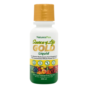 NaturesPlus Source of Life Gold Liquid supplement bottle on a white background