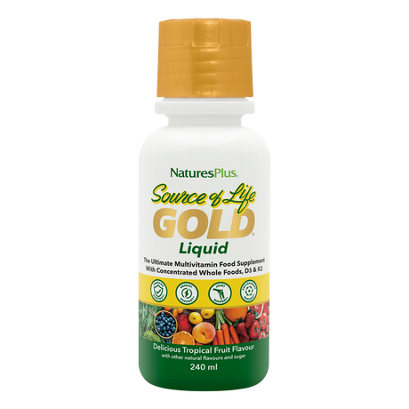 NaturesPlus Source of Life Gold Liquid supplement bottle on a white background