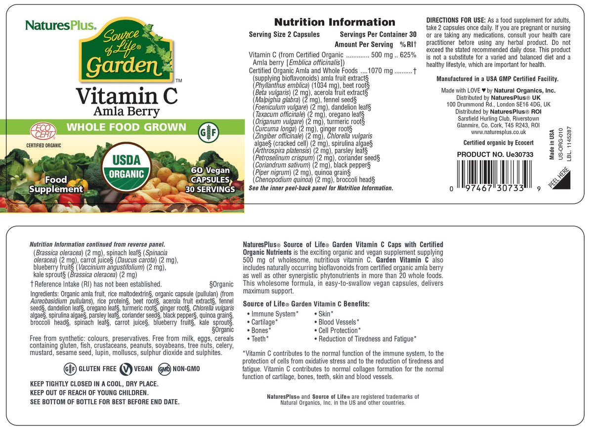 Nature’s Plus Source of Life Garden Vitamin C 500mg - 60 caps