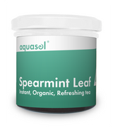A jar of Aquasol Spearmint Leaf, described as an instant, organic, and refreshing tea.