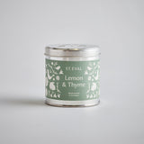 St. Eval Candle Co. Lemon & Thyme scented tin candle, hand poured in Cornwall.
