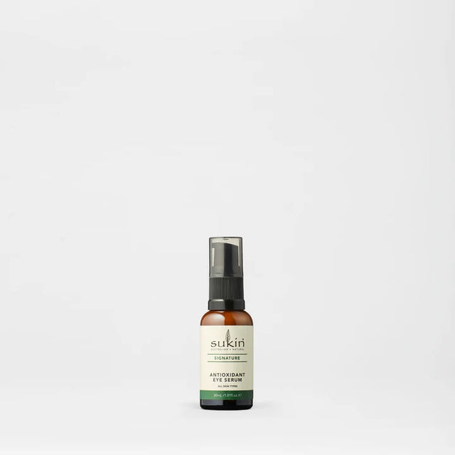 Sukin Signature Antioxidant Eye Serum with aloe vera, cucumber, and burdock.