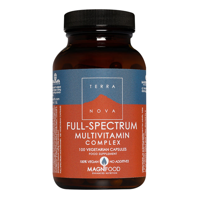 Terranova Full-Spectrum Multivitamin, 100 vegan capsules providing enhanced nutritional support.