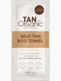 Tan Organic self tan eco towel packaging on a white background