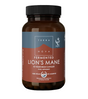 Terranova Fermented Lion's Mane: Amber bottle of Terranova Fermented Lion's Mane food supplement, featuring a label with branding, fermented botanicals logo, and text indicating it contains 50 100% vegan, additive-free vegetarian capsules made with fermented botanicals and whole foods.