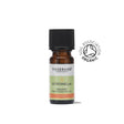A small amber glass bottle of Tisserand Citronella organic pure essential oil with a light green and white label and a black cap.