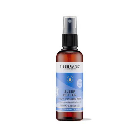 Tisserand Aromatherapy Sleep Better body and pillow mist with jasmine, sandalwood, and lavender essential oils.