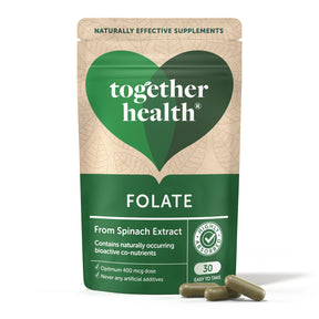 A pouch of Together Health Folate from spinach extract with bioactive co-nutrients.