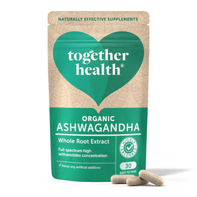 Together Health Organic Ashwagandha (30 capsules) whole root extract with high withanolides concentration.
