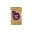 A 70g brown paper pouch of True Organic Acai Powder with a dark purple circular logo and berry illustrations.