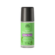 50ml glass roll-on deodorant with a green label, featuring "Aloe Vera" in a purple banner and organic certifications.