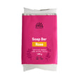 100g pink package of Urtekram Rose Soap Bar with "Rose" in a yellow banner and organic certification logos.