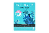 "Natracare Ultra Pads, Super Plus absorbency, 12 count, plastic-free, perfume-free with an organic cotton cover."