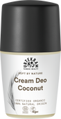 White bottle of Urtekram Soft by Nature Coconut Cream Deo with black cap.