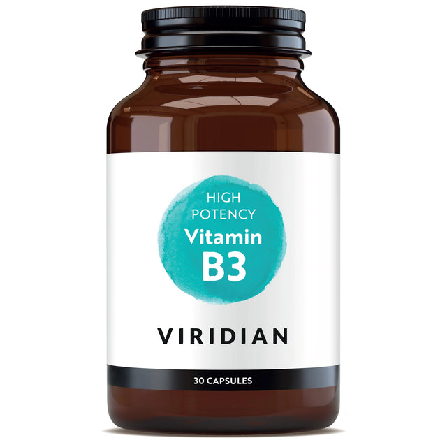 Viridian vitamin B3 capsules for energy metabolism and fatigue