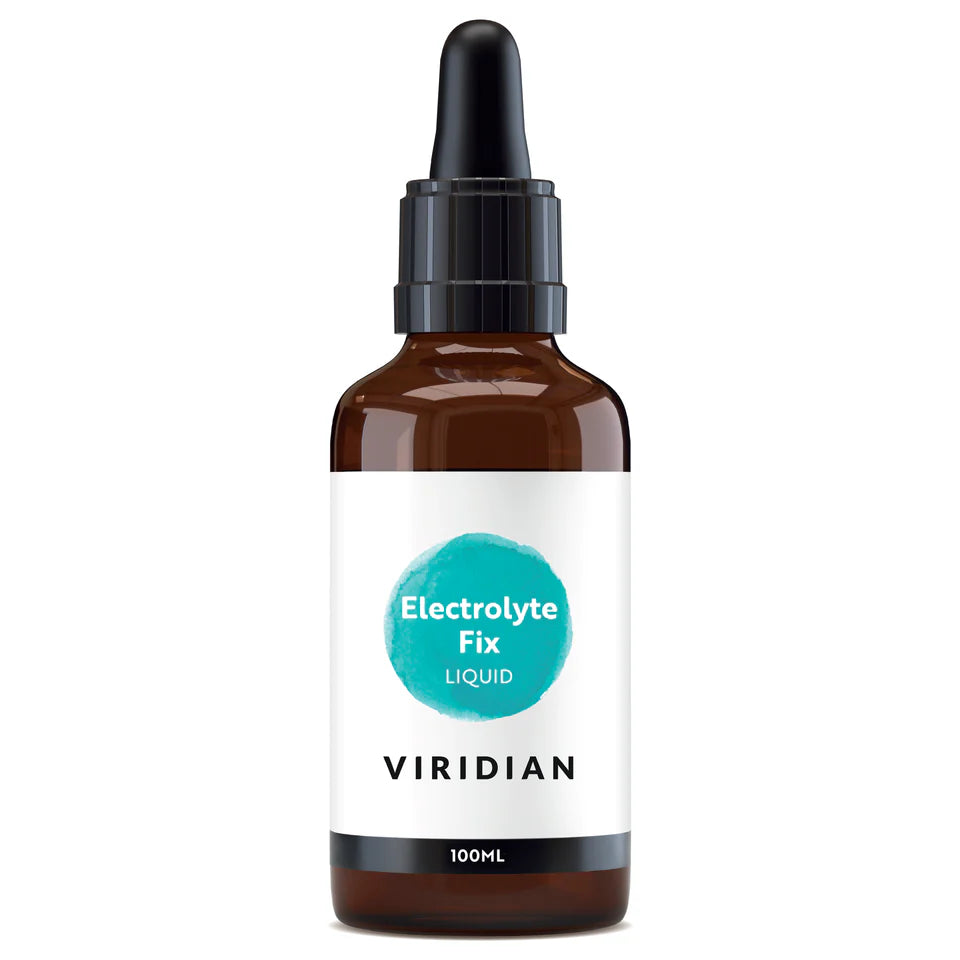Viridian Sports Electrolyte Fix 100ml liquid concentrate with magnesium and ionic trace minerals for hydration and sports performance support.