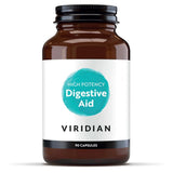 Viridian High Potency Digestive Aid vegan capsules with enzymes Betaine HCl Ginger and Peppermint for bloating and digestion support.