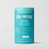 Vital Proteins Marine Collagen unflavored dietary supplement in a teal cylindrical canister.