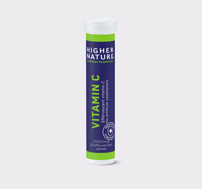 Higher Nature 1000mg Vitamin C, 20 effervescent immune support tablets.