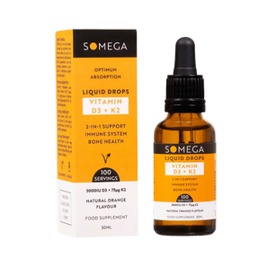 GoSome Vitamin D3 and K2 liquid drops for bone strength and heart health 30ml bottle.