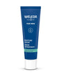 A blue tube of Weleda Moisture Cream for Men featuring a white water drop icon and a light green band at the bottom.