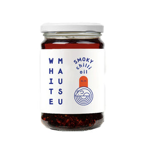 White Mausu Smoky Chilli Oil No. 05 condiment in a glass jar.
