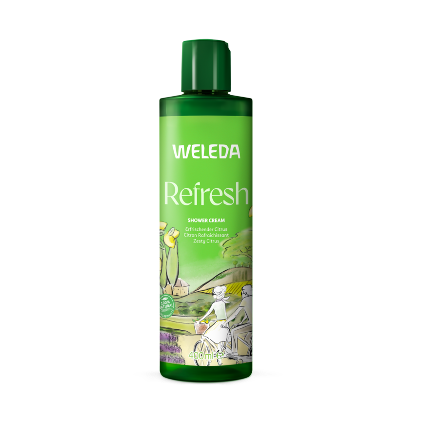 Weleda Refresh zesty citrus shower cream for a fresh daily cleanse.