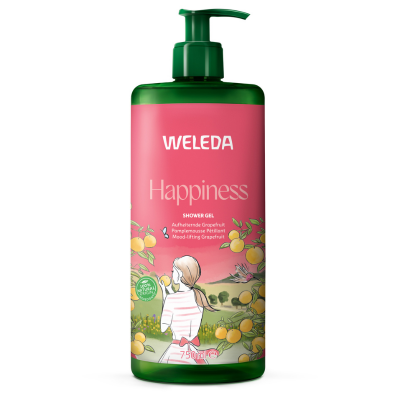 Weleda Happiness Shower Gel Mood-Lifting Grapefruit pump bottle.