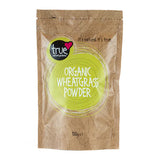 100g pouch of True Natural Goodness Organic Wheatgrass Powder.