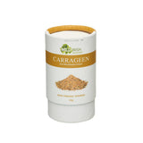 Cylindrical white shaker of Wild Irish Seaweed Carrageen sprinkles featuring a gold label and seaweed illustration.