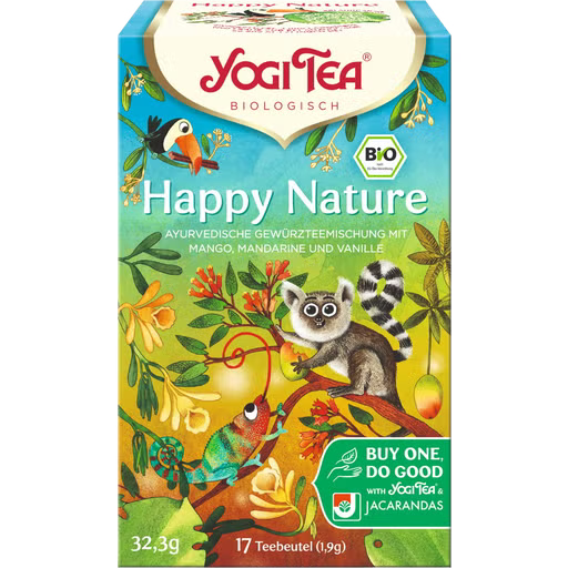 Yogi Tea Happy Nature organic herbal tea bags with Vanilla and Lemon Grass for mood support 17 bags pack.