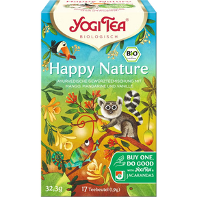 Yogi Tea Happy Nature organic herbal tea bags with Vanilla and Lemon Grass for mood support 17 bags pack.