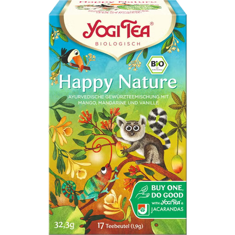 Yogi Tea Happy Nature organic herbal tea bags with Vanilla and Lemon Grass for mood support 17 bags pack.