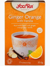 Yogi Tea Ginger Orange with Vanilla tea box on a white background