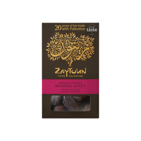 Zaytoun Jericho's Finest Medjoul Dates fair trade box.