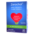 Box of Zerochol max strength plant sterol tablets for reducing cholesterol levels in adults.