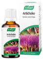 A.Vogel Artichoke Cynara oral drops bottle and retail carton featuring a purple artichoke flower illustration.