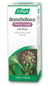 A.Vogel Bronchoforce chesty cough oral drops retail box featuring ivy and thyme.