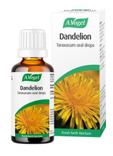 A.Vogel Dandelion Taraxacum oral drops bottle and retail box with a yellow dandelion flower illustration.