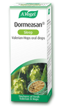 A.Vogel Dormeasan Sleep oral drops retail carton featuring green hops and valerian root illustrations.