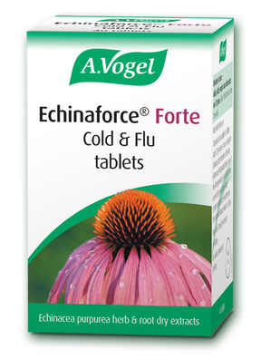 Avogel Echinaforce Chewable – echinacea herb and root chewable tablets for natural immune support and relief from cold and flu symptoms.