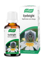 A.Vogel Eyebright Euphrasia oral drops herbal tincture in a brown glass bottle next to its white and green retail packaging box.
