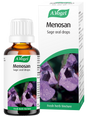 A.Vogel Menosan Sage oral drops bottle and retail carton with a purple sage flower illustration.