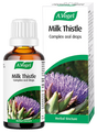 A.Vogel Milk Thistle herbal drops bottle and retail box with a purple thistle illustration.